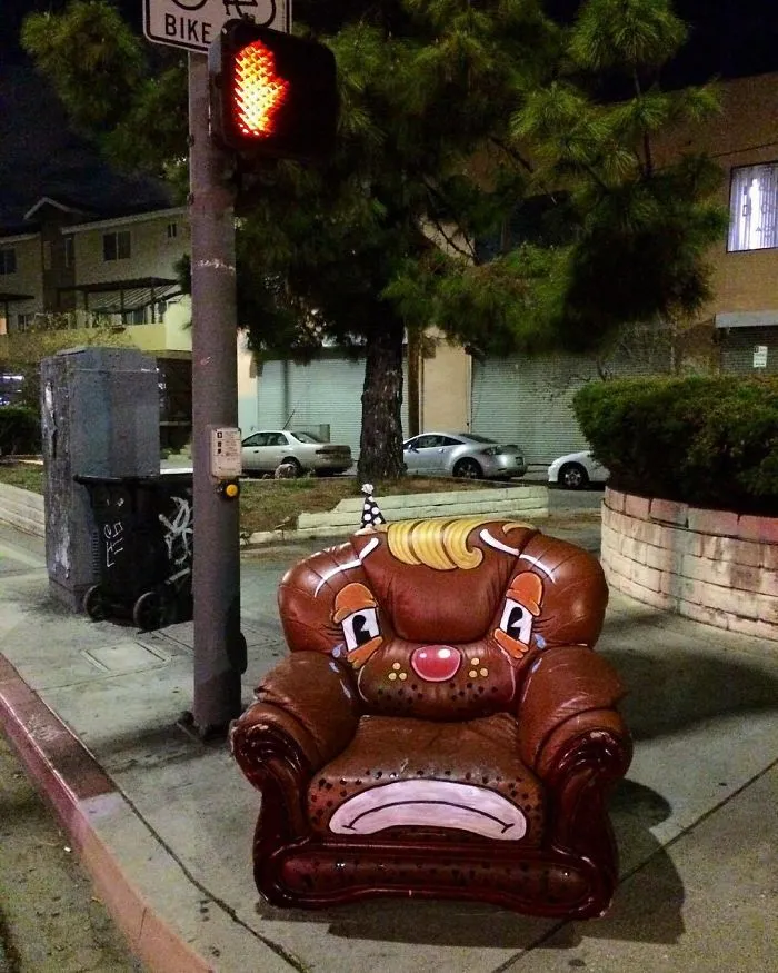 Artist Shows The Sorrow Of Thrown Away Objects He Finds In The Streets By Drawing Sad Clown Faces On Them