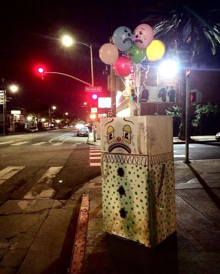 Artist Shows The Sorrow Of Thrown Away Objects He Finds In The Streets By Drawing Sad Clown Faces On Them