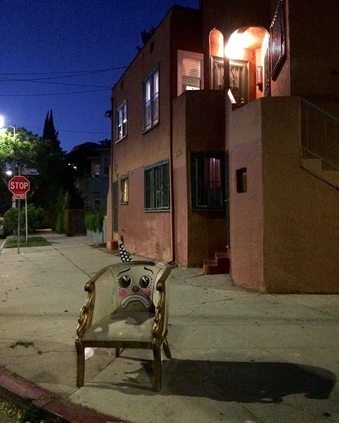 Artist Shows The Sorrow Of Thrown Away Objects He Finds In The Streets By Drawing Sad Clown Faces On Them