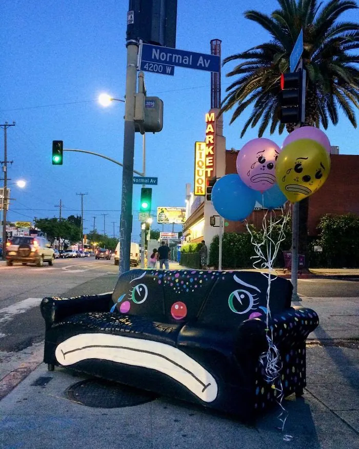 Artist Shows The Sorrow Of Thrown Away Objects He Finds In The Streets By Drawing Sad Clown Faces On Them