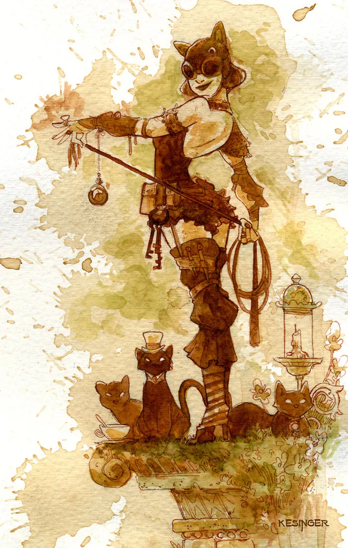 I Paint With Tea To Create Steampunk Art