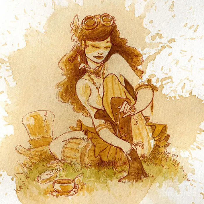 I Paint With Tea To Create Steampunk Art
