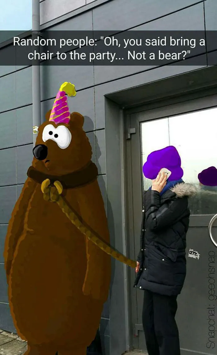 Ah, dijiste que trajera una silla a la fiesta... ¿un oso no?