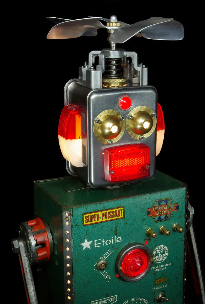 Robots Reborn. Upcycled Illuminated Art Robot Sculptures By +brauer