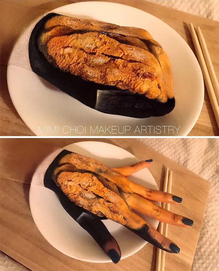 Woman Gives Up Teaching To Create Optical Illusions With Makeup And Her Food Series Is Making Us Hungry