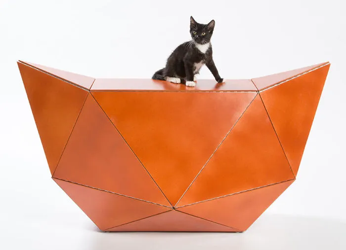 ES-EN-EM’s “Meow Miaow,” A Flat Plywood Composition That Folds Into An Origami-Inspired Piece Of Furniture