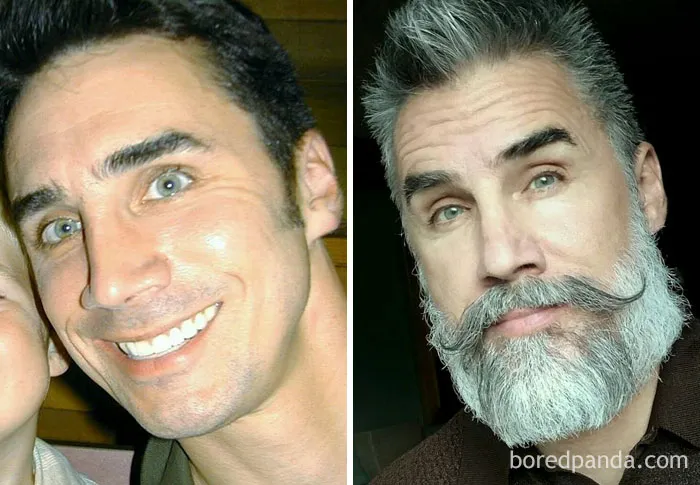 When Horory Hairs Your Temples Adorn. At Least My Eyebrows Haven't Changed. Comparing 2001 - Age 40 To 2016 - Age 54
