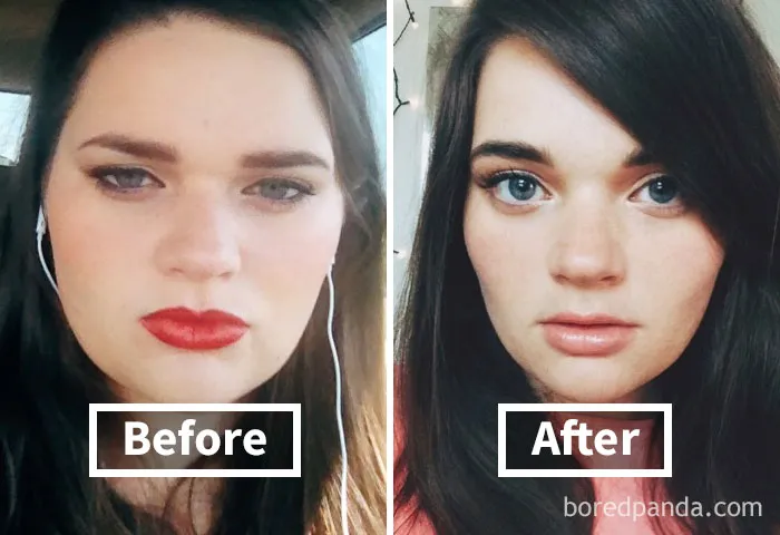 Before and after face fat loss comparison showing visible changes in cheek and jawline definition.