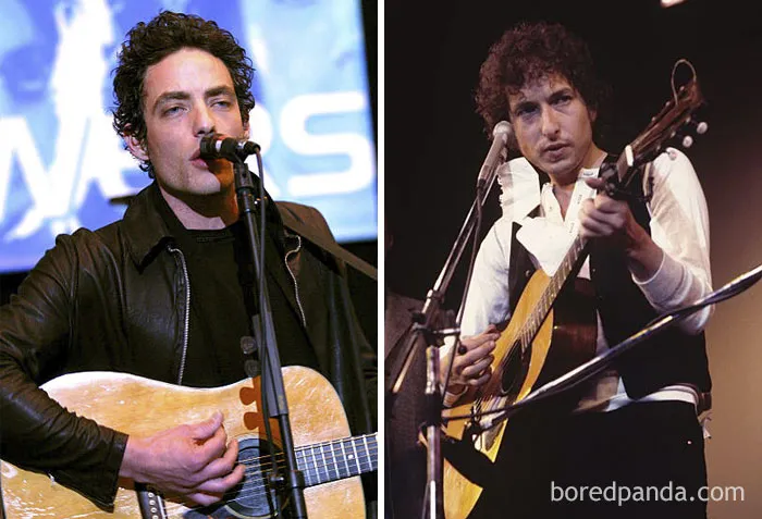 Jakob Dylan y Bob Dylan a los 33