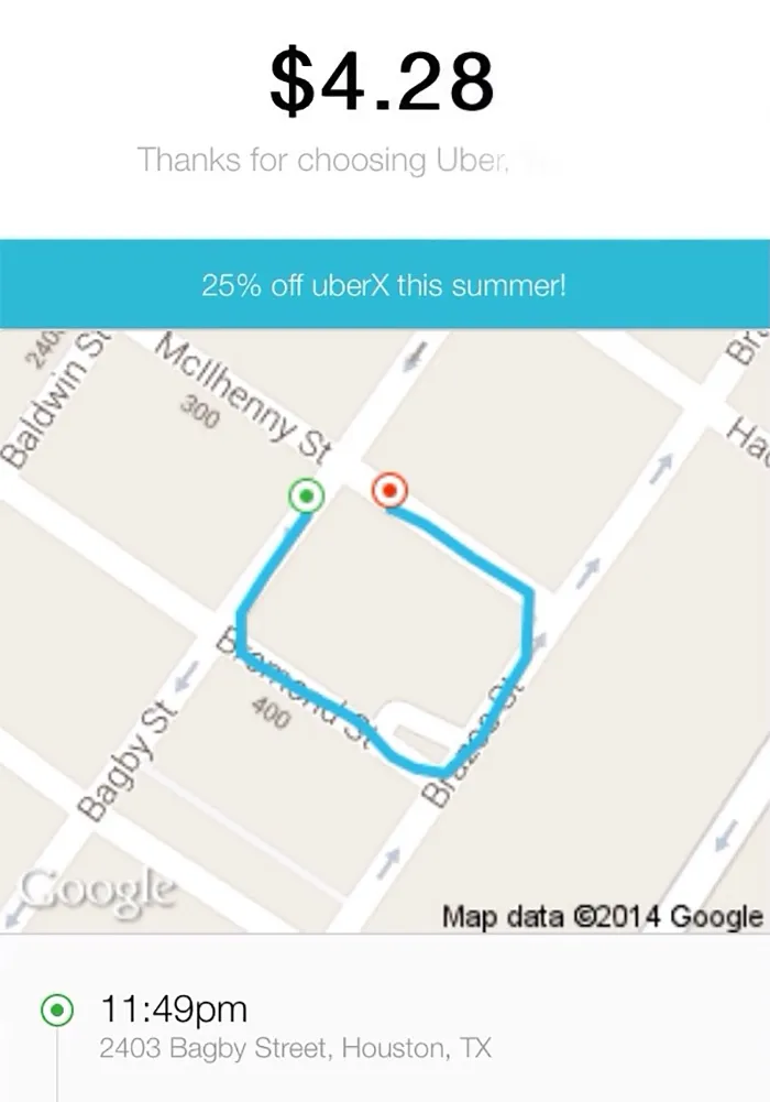 Después de beber mucho, descubrí que había hecho un viaje bastante innecesario en uber