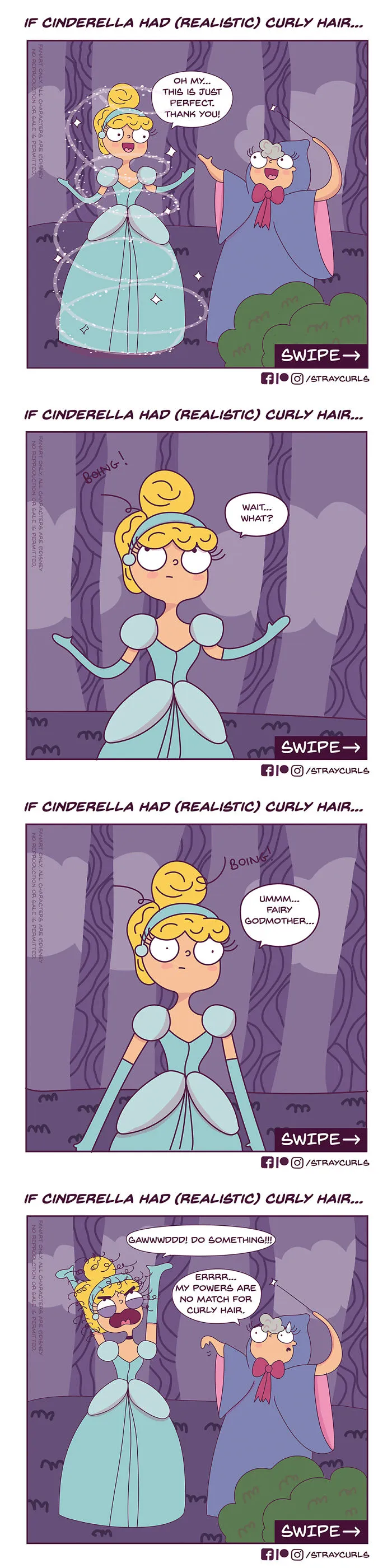 Illustrator Shows What Would Happen If Disney Princesses Had Curly Hair, And The Consequences Are Hilarious