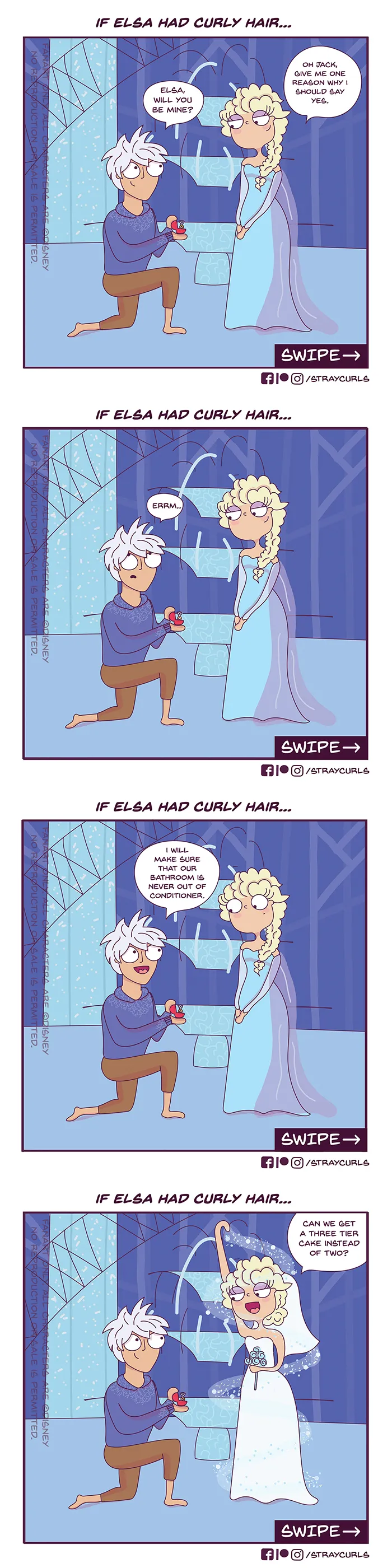 Illustrator Shows What Would Happen If Disney Princesses Had Curly Hair, And The Consequences Are Hilarious