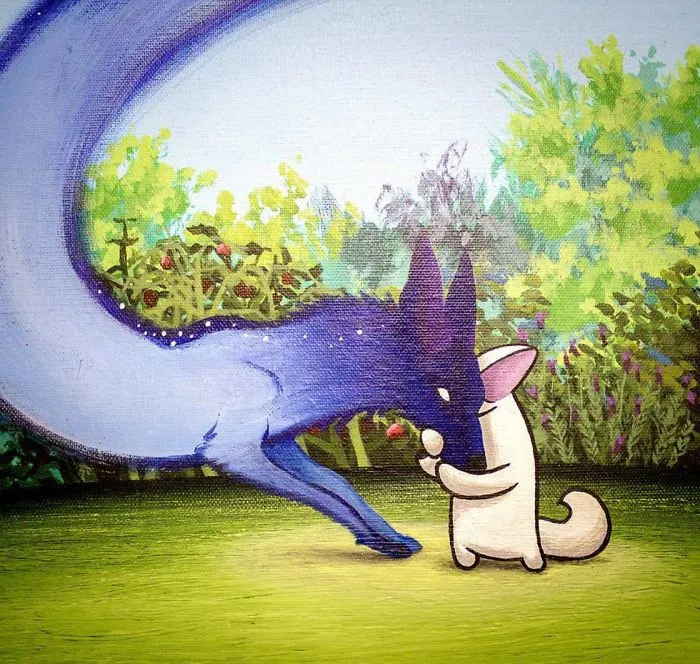 Artist Mixes His Mascot, An Adorable White Dog, With Wonderful Street Arts
