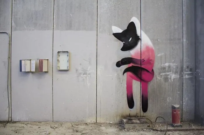 Artist Mixes His Mascot, An Adorable White Dog, With Wonderful Street Arts