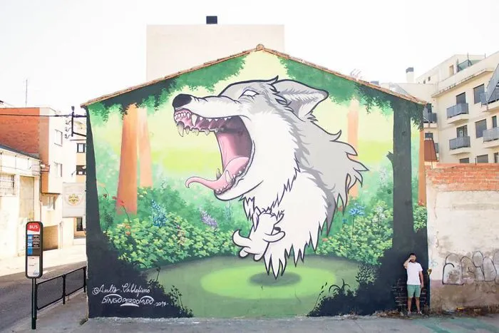 Artist Mixes His Mascot, An Adorable White Dog, With Wonderful Street Arts