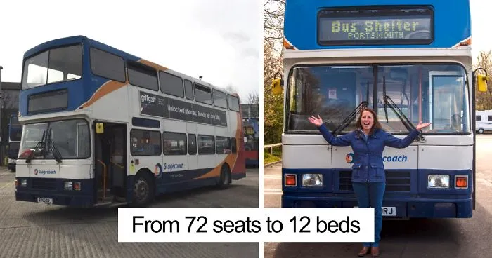 Woman Transforms Double-Decker Bus Into Shelter For Homeless, And Here's How It Looks From Inside