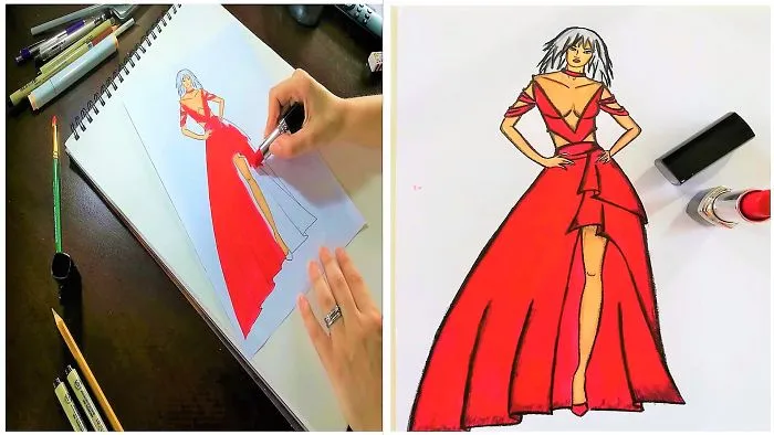 I Create Fashion Illustrations Using Cosmetics