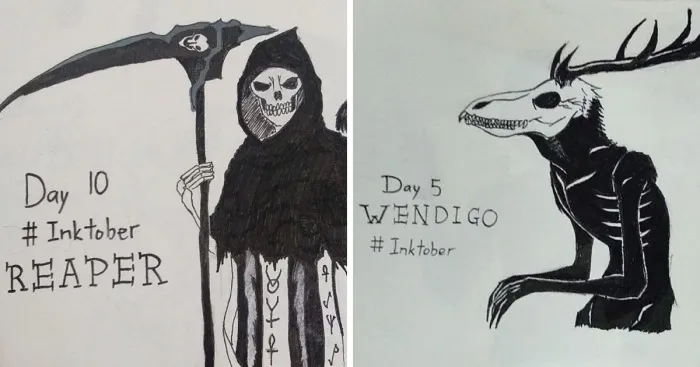 I Illustrated 31 Monsters From Many Cultures, Folklore And Myths In Inktober