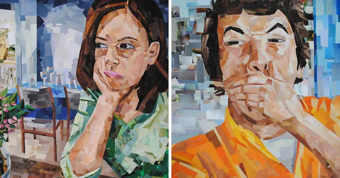 I Make Portraits From Magazine Strips