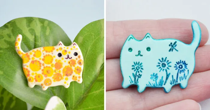 In My Free Time, I Design Cat Brooches From Polymer Clay