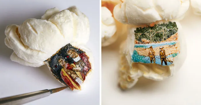 Artist Paints Miniatures On Popcorn Inspired By His Favorite Movies
