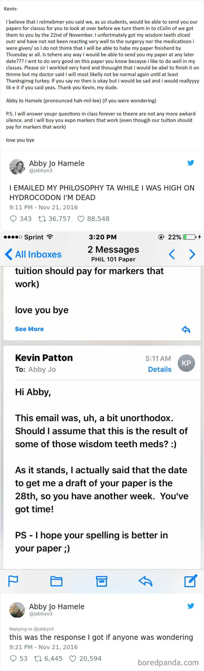 Email To Professor While High On Hydrocodon
