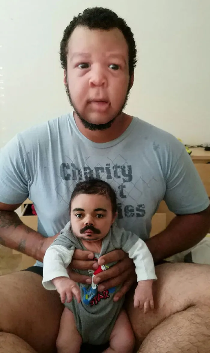 Glorioso resultado tras intercambiar la cara con mi hijo