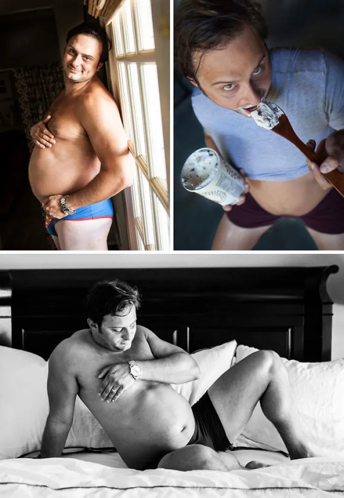Mi esposa no quería hacerse fotos de su embarazo, así que contraté a un fotógrafo y me las hice yo