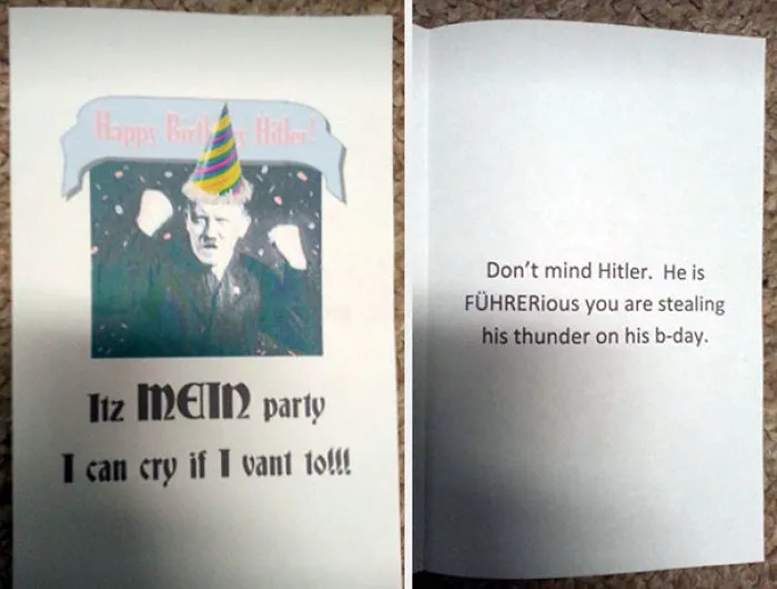 My Wife Shares A Birthday With Hitler So I Made Her This Card