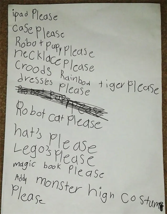 My Daughters Christmas List To Santa
