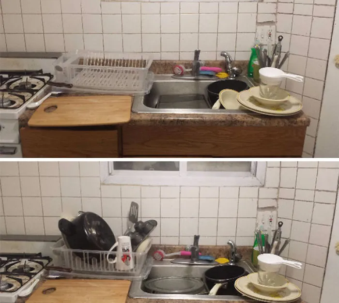 ¿Fregadero Lleno De Platos Sucios? ¿Visitas Inminentes? Pon Algunos Platos Limpios En El Escurridor. Ahora Parece Que Estás Trabajando En Ello