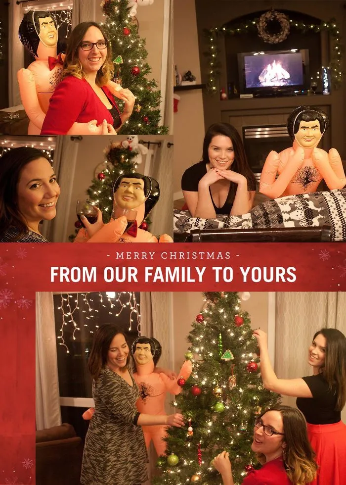 My Roommates And I Were Tired Of Always Being Asked By Family During The Holidays If We Have Boyfriends, So I Present To You This Years Christmas Cards