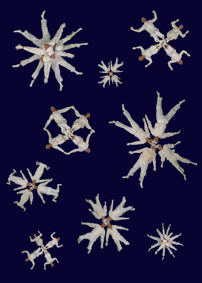 Christmas Card With Human Snowflakes
