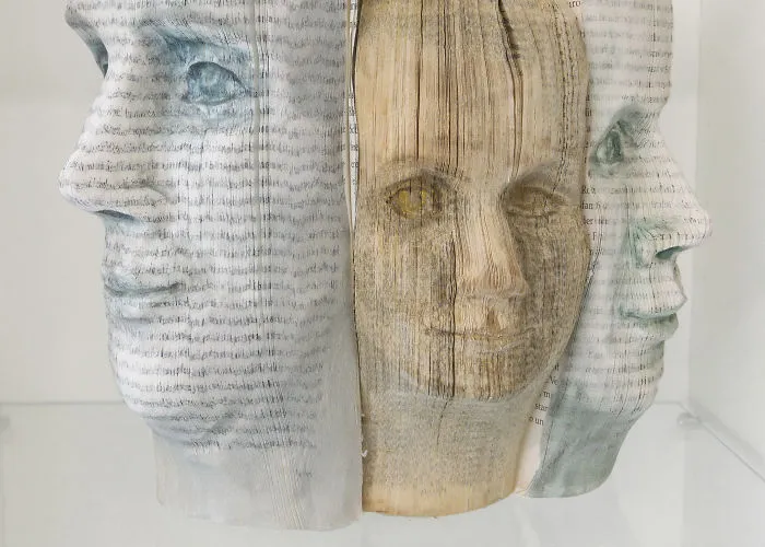 I Do Booksculpting. Expressive Faces Carved Out Of Books.