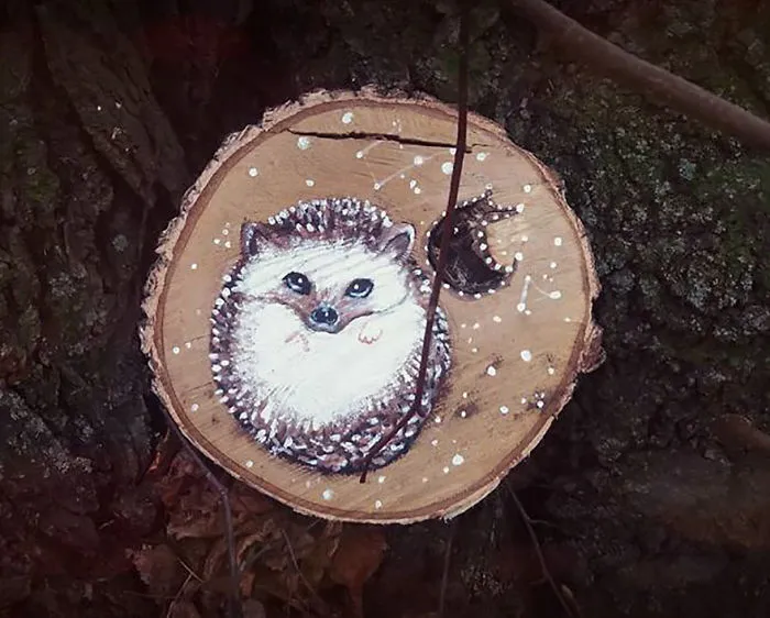 I Paint Animal Portraits On Slices Of Wood