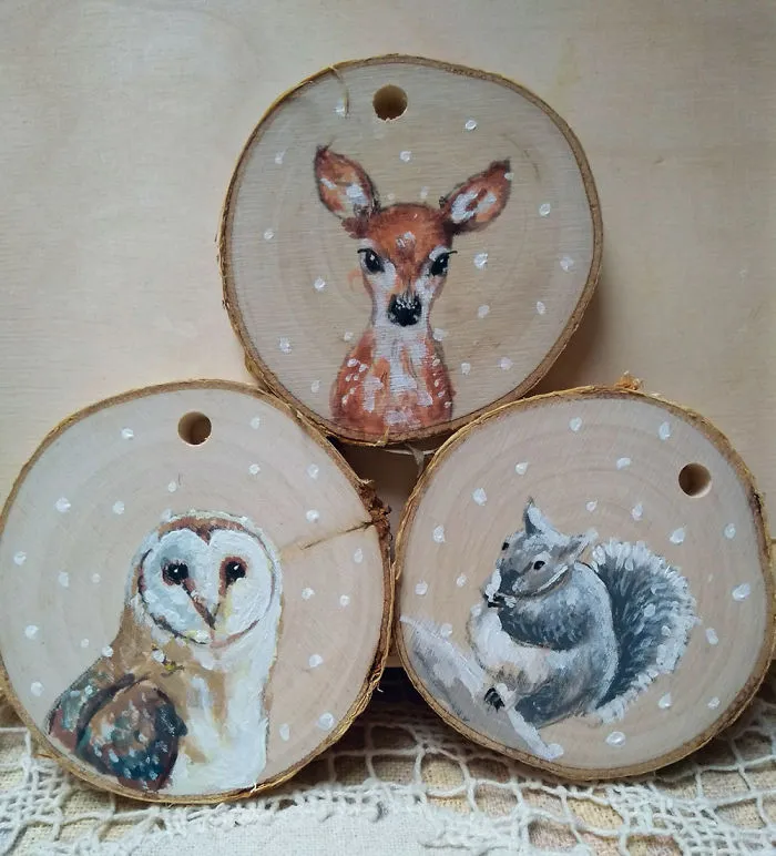 I Paint Animal Portraits On Slices Of Wood