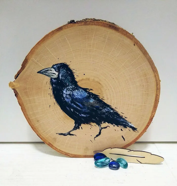 I Paint Animal Portraits On Slices Of Wood