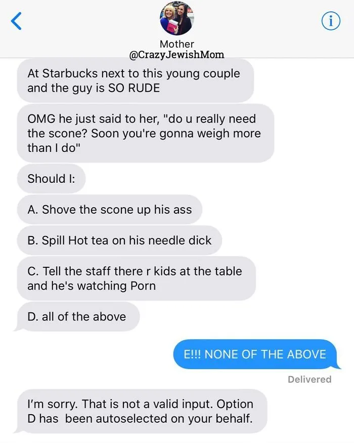 Daughter Posts Brutally Honest Texts That She Receives From Her Crazy Jewish Mother, And It's Hilarious