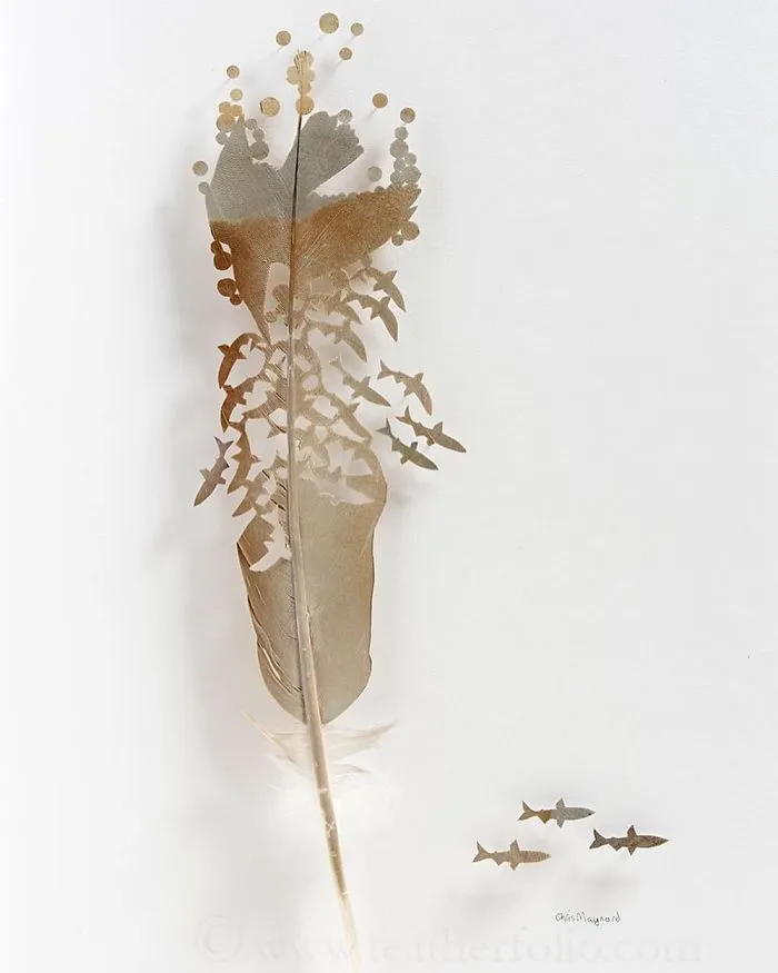 I Use Eye Surgery Scissors And Scalpels To Carve Feathers Into Intricate Art (New Pics)