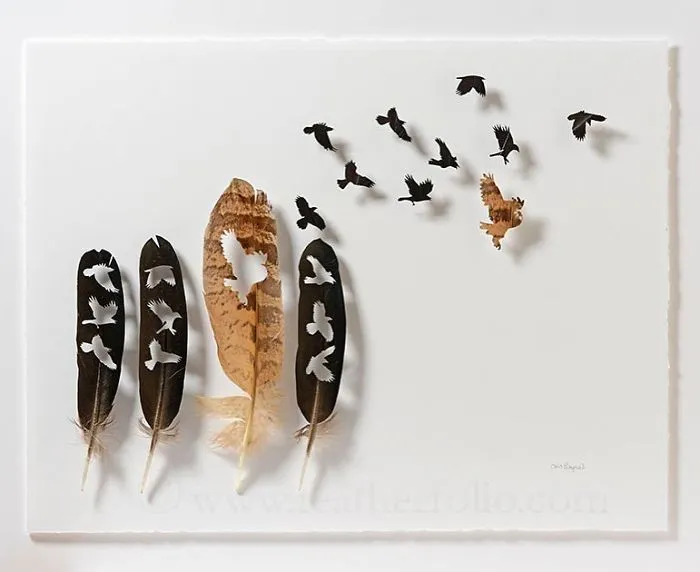 I Use Eye Surgery Scissors And Scalpels To Carve Feathers Into Intricate Art (New Pics)