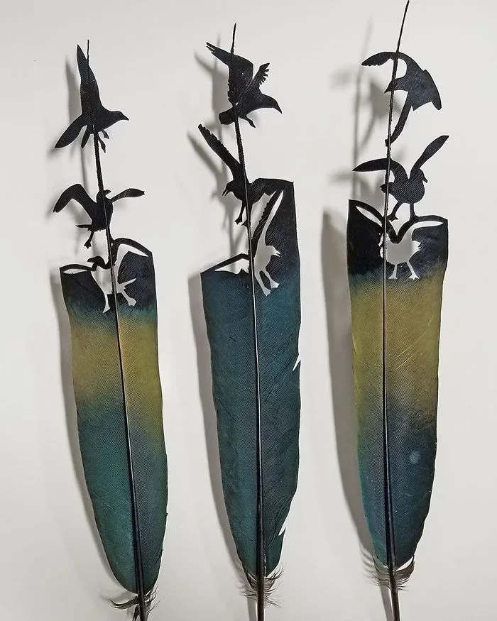I Use Eye Surgery Scissors And Scalpels To Carve Feathers Into Intricate Art (New Pics)