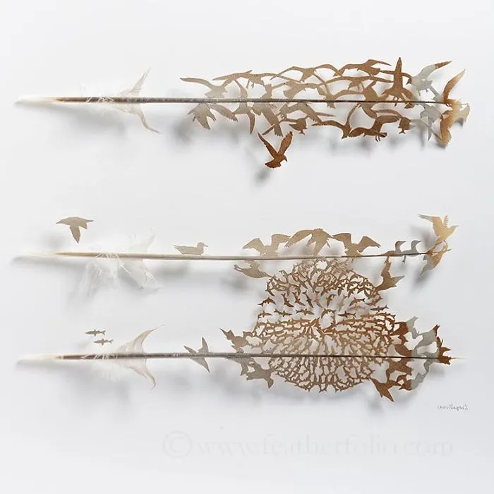 I Use Eye Surgery Scissors And Scalpels To Carve Feathers Into Intricate Art (New Pics)