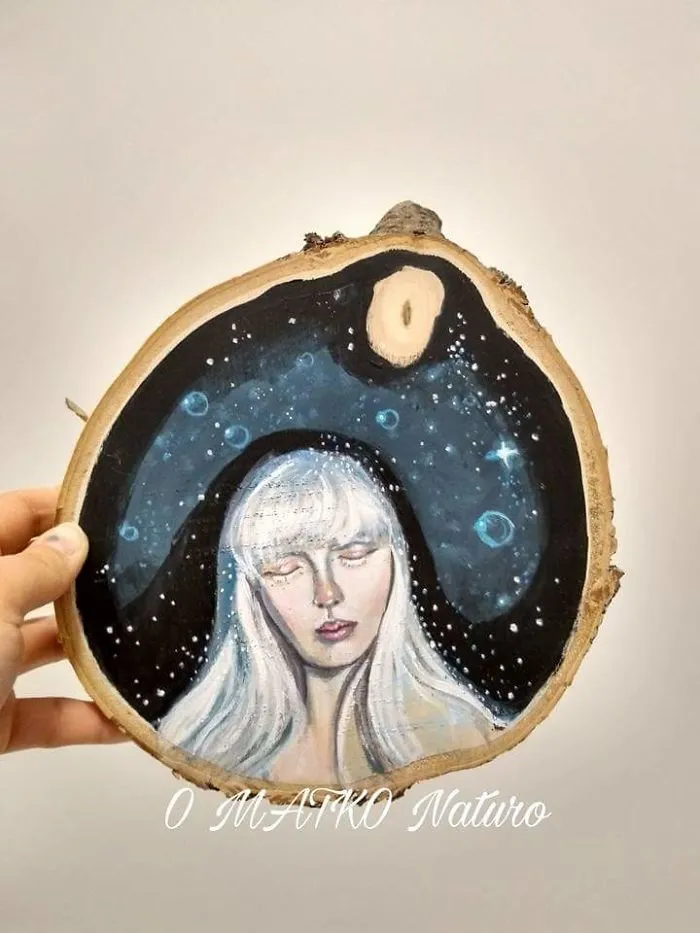 Paintings On Slices Of Wood- O Matko Naturo