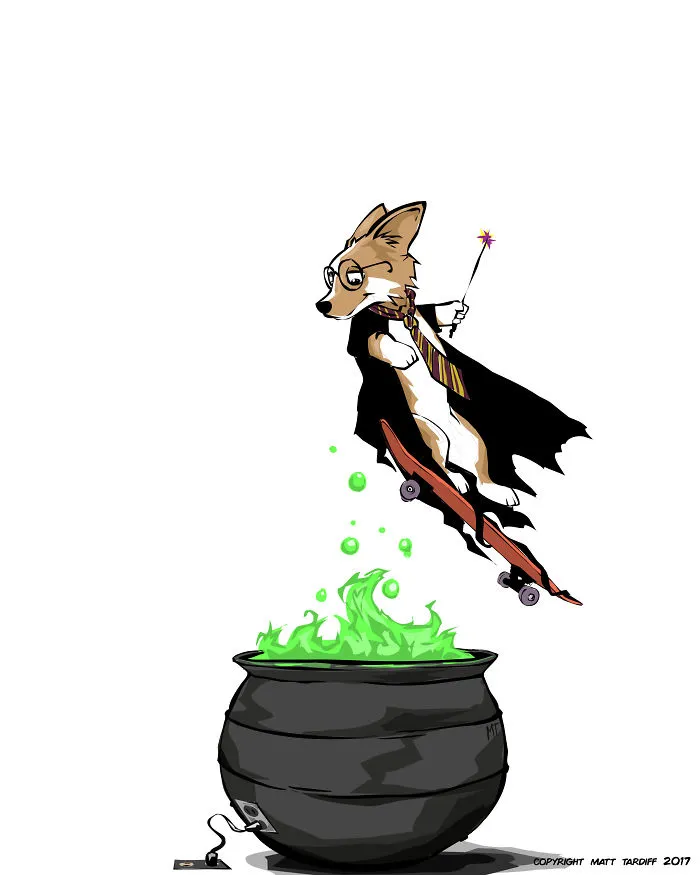 Corgi Potter Skater