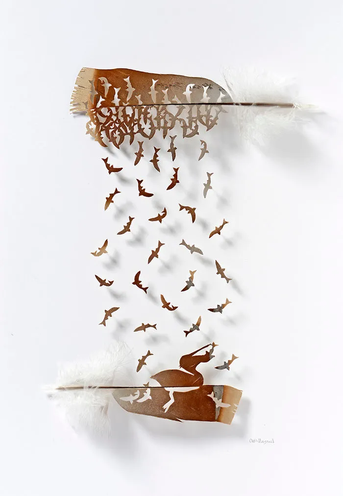 I Use Eye Surgery Scissors And Scalpels To Carve Feathers Into Intricate Art (New Pics)