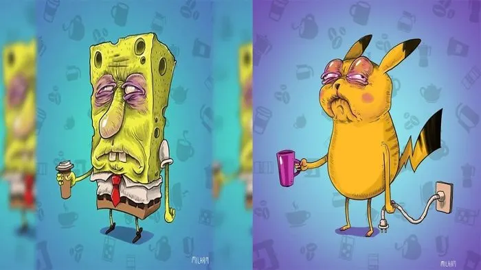 Look At How Your Favorite Cartoons When They Just Woke Up And Haven't Had Their Coffee Yet
