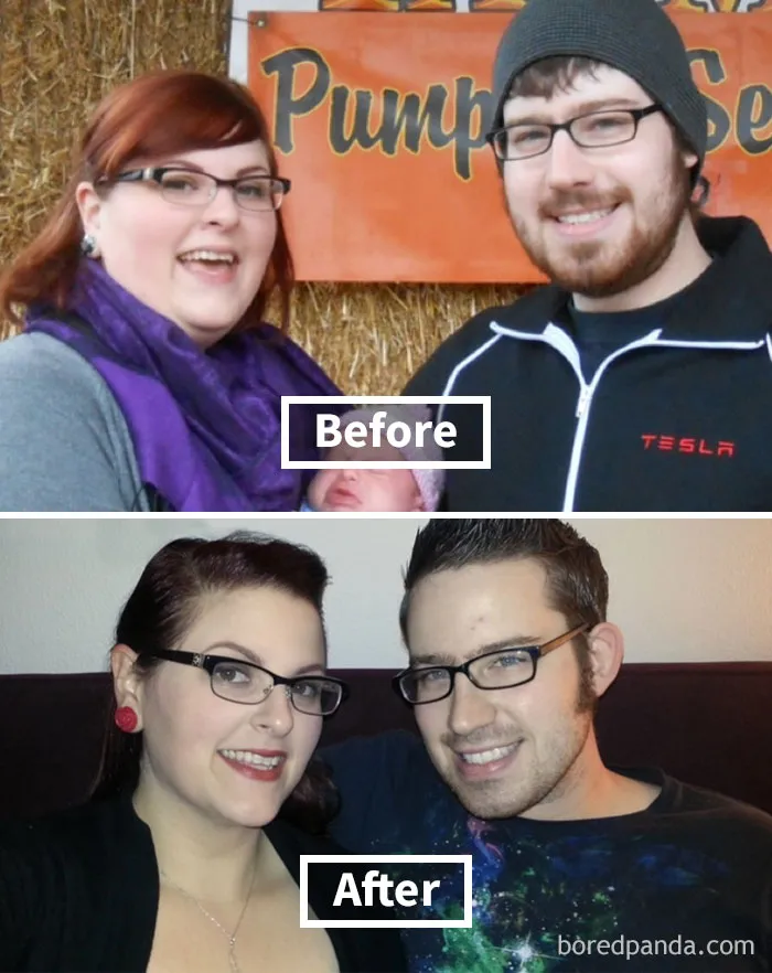 Face fat loss transformation showing before and after weight loss.