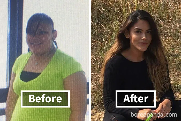 Before and after weight loss face transformation, showcasing reduced face fat.