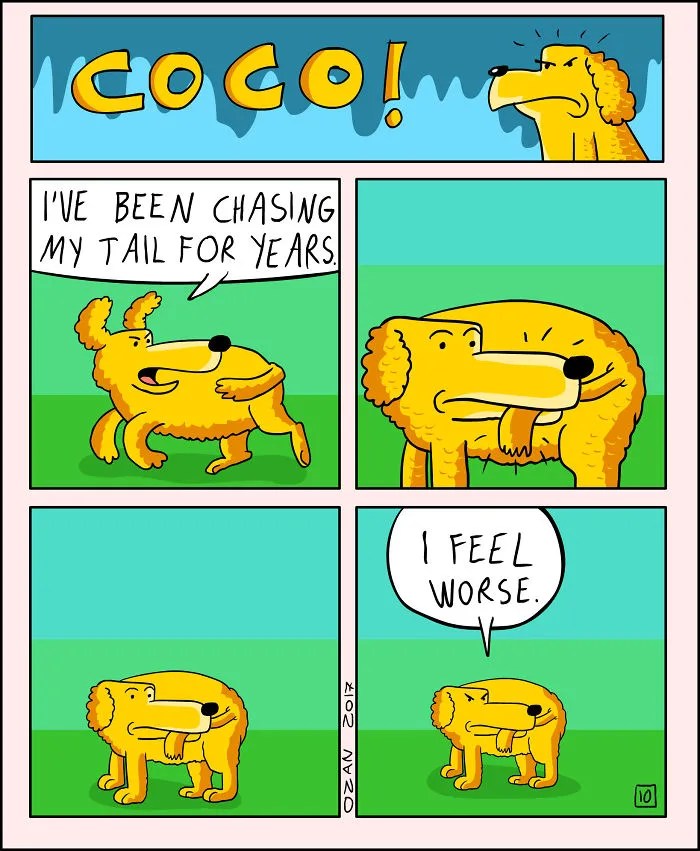17 Hilariously Pessimistic Comics About Coco The Jolly Dog That Every Pessimist Will Relate To