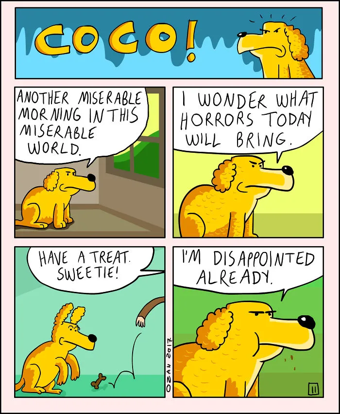 17 Hilariously Pessimistic Comics About Coco The Jolly Dog That Every Pessimist Will Relate To